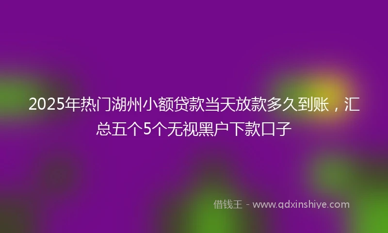 2025年热门湖州小额贷款当天放款多久到账，汇总五个5个无视黑户下款口子