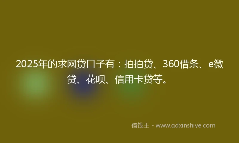 2025年的求网贷口子有：拍拍贷、360借条、e微贷、花呗、信用卡贷等。