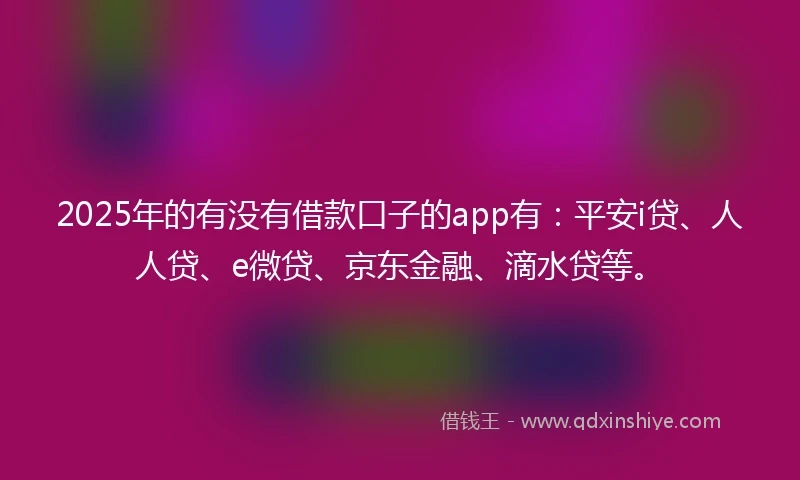 2025年的有没有借款口子的app有：平安i贷、人人贷、e微贷、京东金融、滴水贷等。