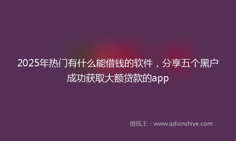 2025年热门有什么能借钱的软件，分享五个黑户成功获取大额贷款的app