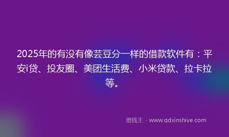 2025年的有没有像芸豆分一样的借款软件有：平安i贷、投友圈、美团生活费、小米贷款、拉卡拉等。