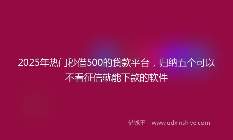 2025年热门秒借500的贷款平台，归纳五个可以不看征信就能下款的软件
