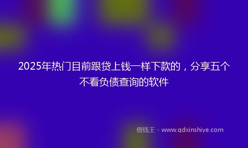 2025年热门目前跟贷上钱一样下款的，分享五个不看负债查询的软件