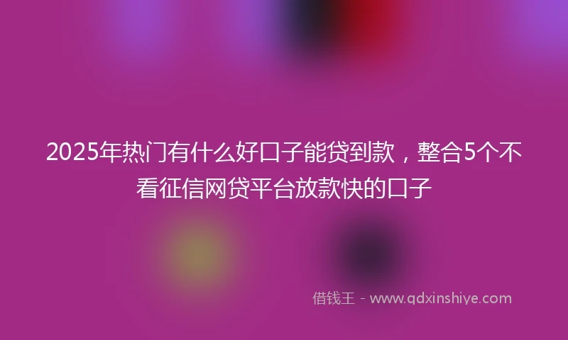 2025年热门有什么好口子能贷到款，整合5个不看征信网贷平台放款快的口子