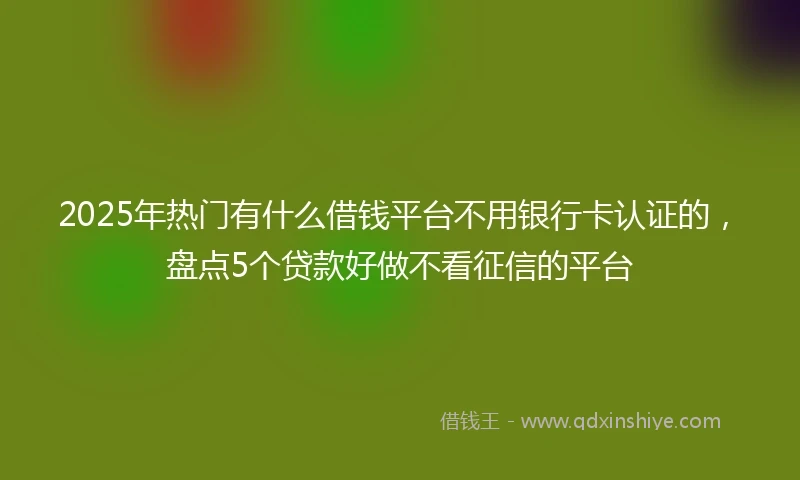 2025年热门有什么借钱平台不用银行卡认证的，盘点5个贷款好做不看征信的平台