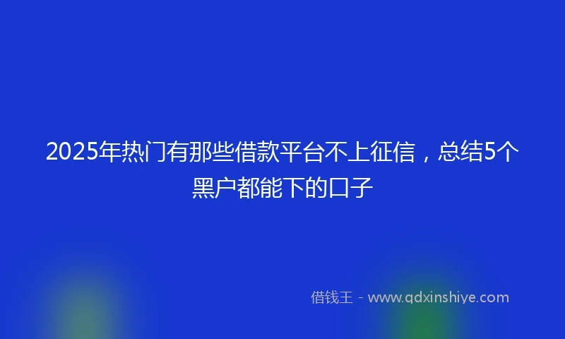 2025年热门有那些借款平台不上征信，总结5个黑户都能下的口子