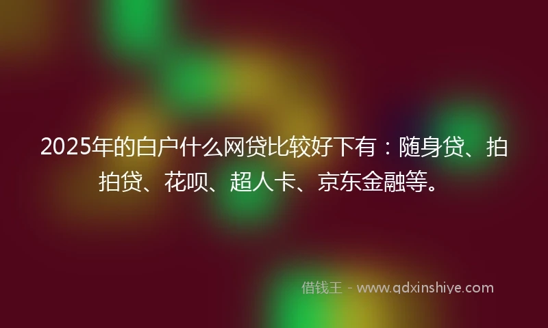 2025年的白户什么网贷比较好下有：随身贷、拍拍贷、花呗、超人卡、京东金融等。