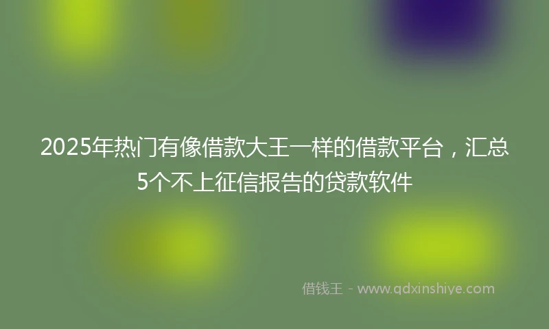 2025年热门有像借款大王一样的借款平台，汇总5个不上征信报告的贷款软件