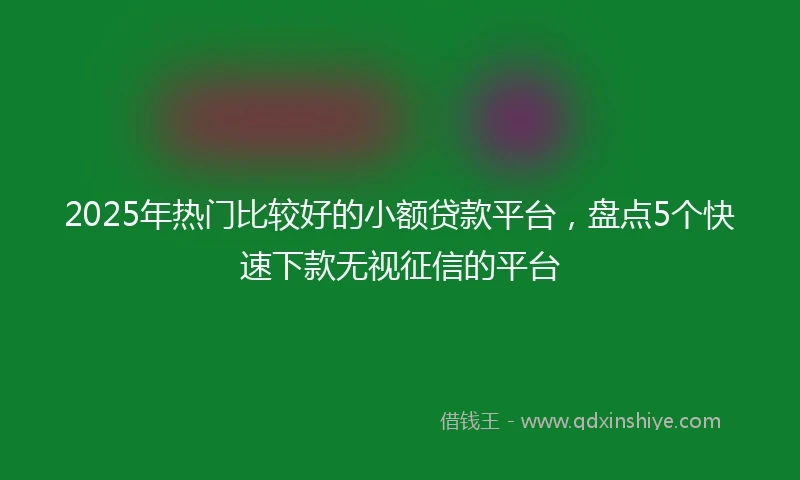 2025年热门比较好的小额贷款平台，盘点5个快速下款无视征信的平台