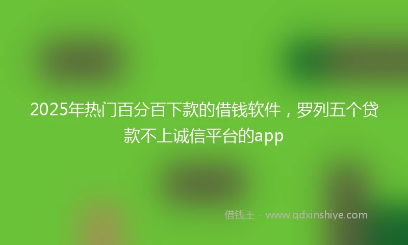 2025年热门百分百下款的借钱软件，罗列五个贷款不上诚信平台的app
