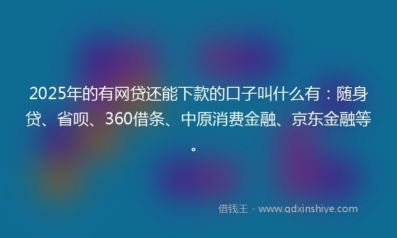 2025年的有网贷还能下款的口子叫什么有：随身贷、省呗、360借条、中原消费金融、京东金融等。