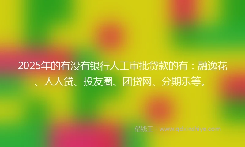 2025年的有没有银行人工审批贷款的有：融逸花、人人贷、投友圈、团贷网、分期乐等。