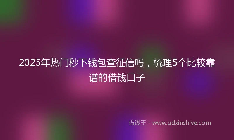 2025年热门秒下钱包查征信吗，梳理5个比较靠谱的借钱口子