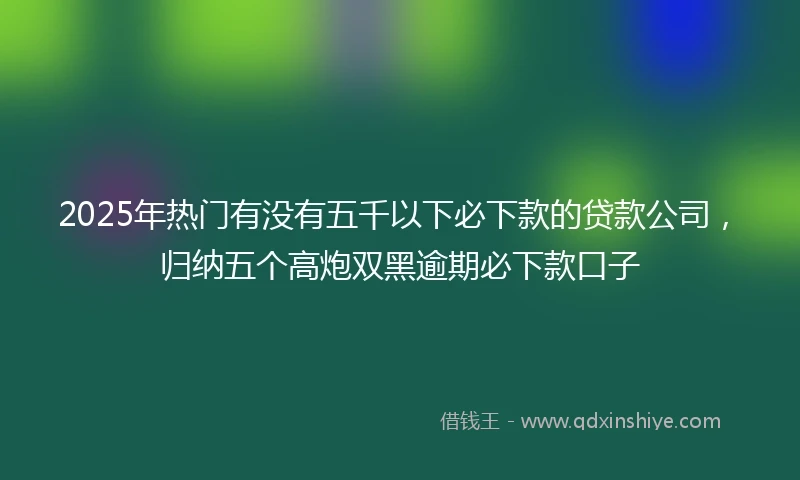 2025年热门有没有五千以下必下款的贷款公司，归纳五个高炮双黑逾期必下款口子