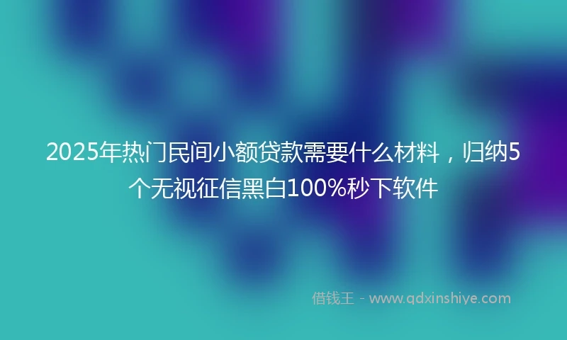 2025年热门民间小额贷款需要什么材料，归纳5个无视征信黑白100%秒下软件