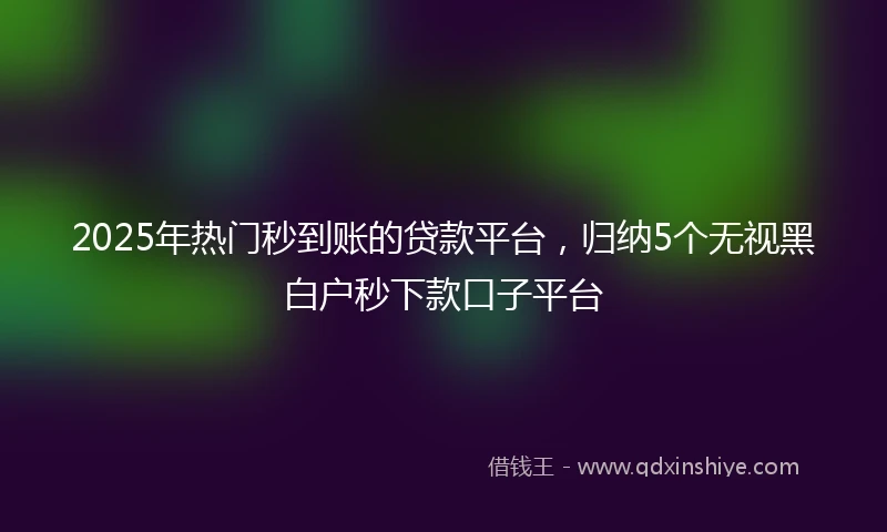 2025年热门秒到账的贷款平台，归纳5个无视黑白户秒下款口子平台