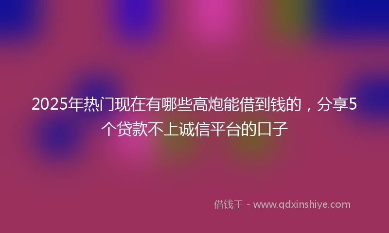 2025年热门现在有哪些高炮能借到钱的，分享5个贷款不上诚信平台的口子