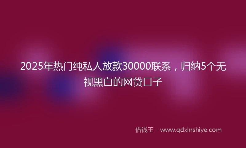 2025年热门纯私人放款30000联系，归纳5个无视黑白的网贷口子