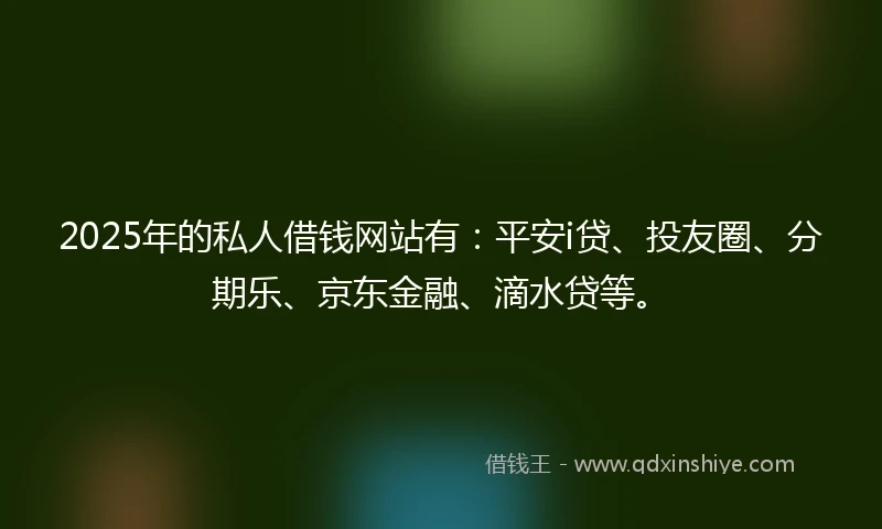 2025年的私人借钱网站有：平安i贷、投友圈、分期乐、京东金融、滴水贷等。