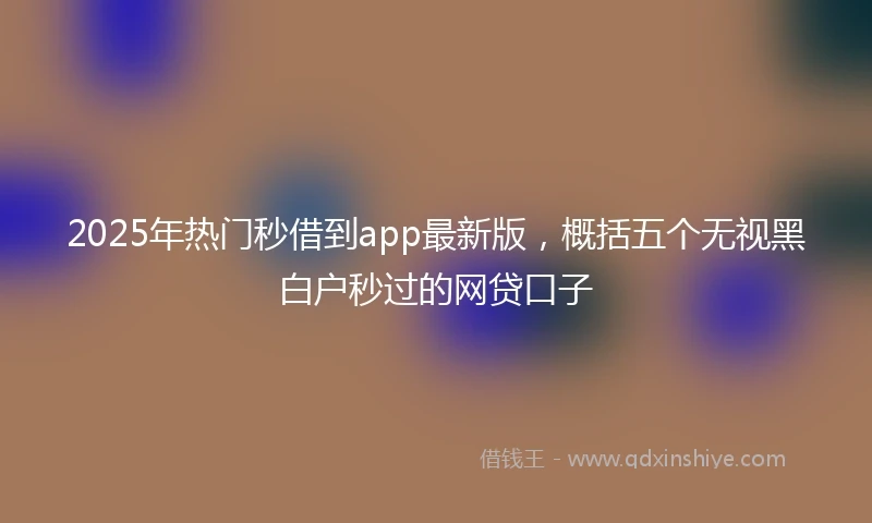 2025年热门秒借到app最新版，概括五个无视黑白户秒过的网贷口子
