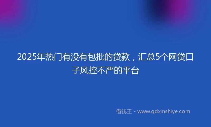 2025年热门有没有包批的贷款，汇总5个网贷口子风控不严的平台