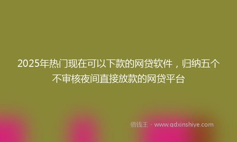2025年热门现在可以下款的网贷软件，归纳五个不审核夜间直接放款的网贷平台