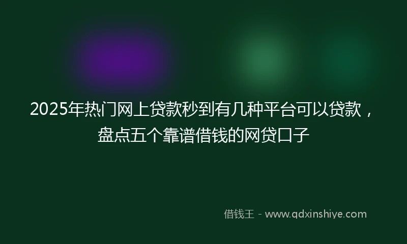 2025年热门网上贷款秒到有几种平台可以贷款，盘点五个靠谱借钱的网贷口子