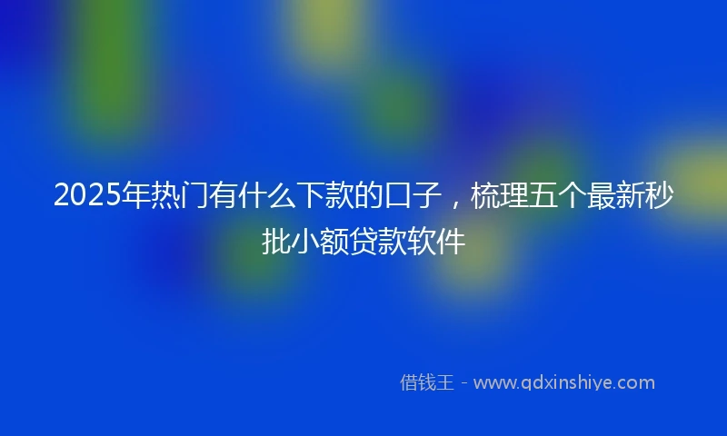 2025年热门有什么下款的口子，梳理五个最新秒批小额贷款软件