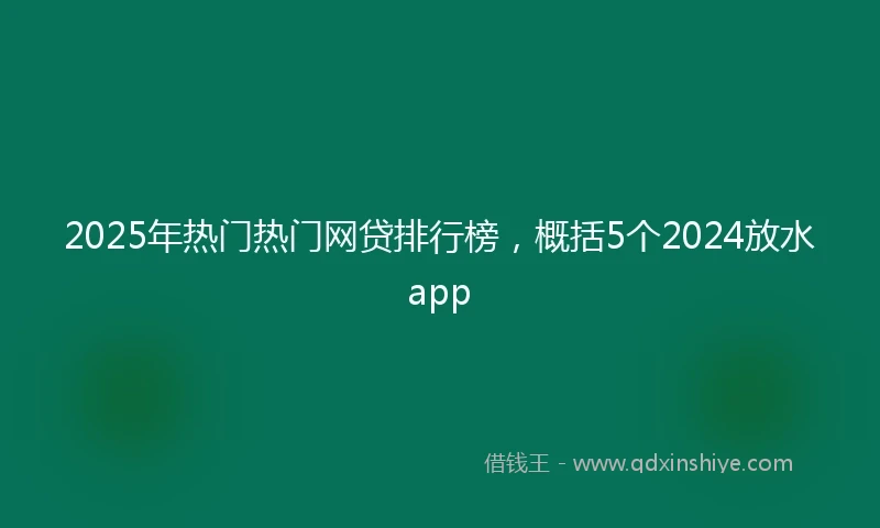 2025年热门热门网贷排行榜，概括5个2024放水app