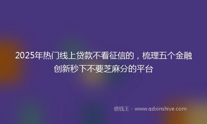 2025年热门线上贷款不看征信的，梳理五个金融创新秒下不要芝麻分的平台