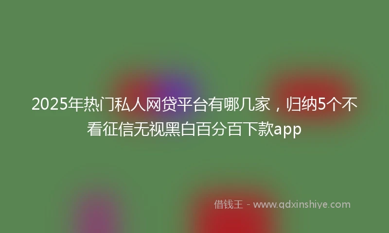 2025年热门私人网贷平台有哪几家，归纳5个不看征信无视黑白百分百下款app