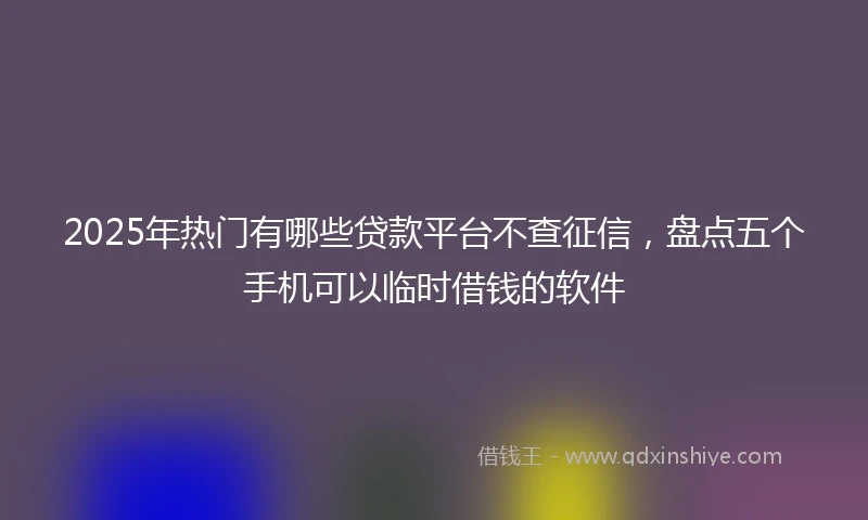 2025年热门有哪些贷款平台不查征信，盘点五个手机可以临时借钱的软件