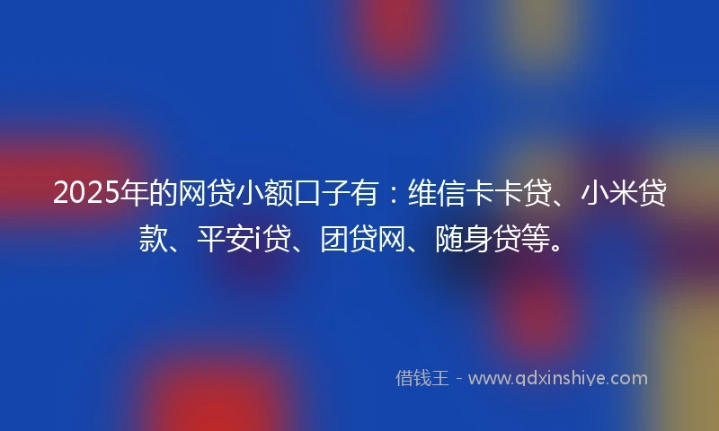 2025年的网贷小额口子有：维信卡卡贷、小米贷款、平安i贷、团贷网、随身贷等。
