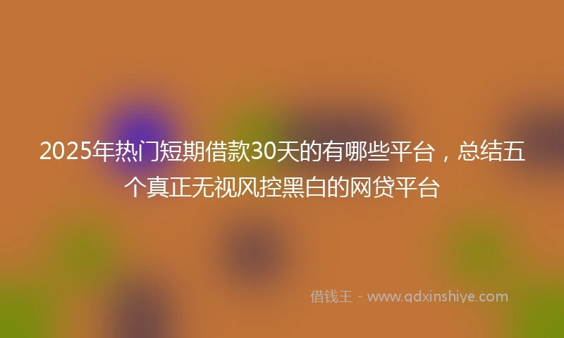 2025年热门短期借款30天的有哪些平台，总结五个真正无视风控黑白的网贷平台