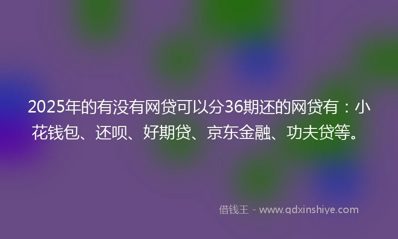 2025年的有没有网贷可以分36期还的网贷有：小花钱包、还呗、好期贷、京东金融、功夫贷等。
