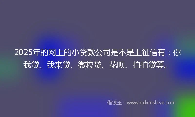 2025年的网上的小贷款公司是不是上征信有：你我贷、我来贷、微粒贷、花呗、拍拍贷等。
