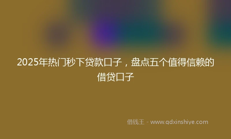 2025年热门秒下贷款口子，盘点五个值得信赖的借贷口子