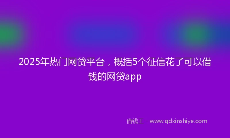 2025年热门网贷平台，概括5个征信花了可以借钱的网贷app