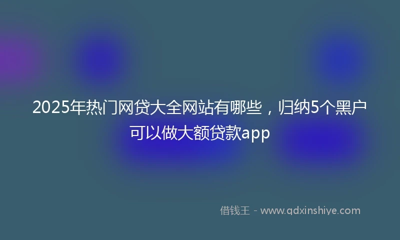 2025年热门网贷大全网站有哪些，归纳5个黑户可以做大额贷款app