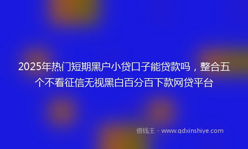 2025年热门短期黑户小贷口子能贷款吗，整合五个不看征信无视黑白百分百下款网贷平台