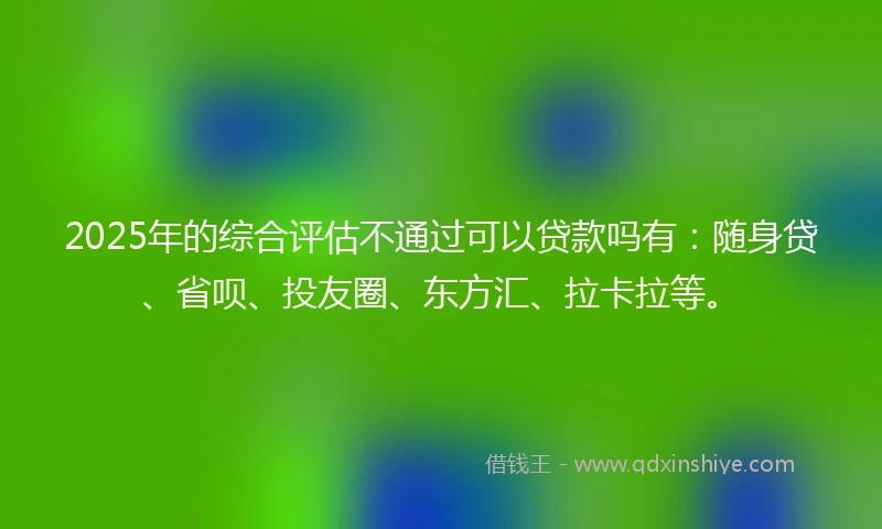 2025年的综合评估不通过可以贷款吗有：随身贷、省呗、投友圈、东方汇、拉卡拉等。