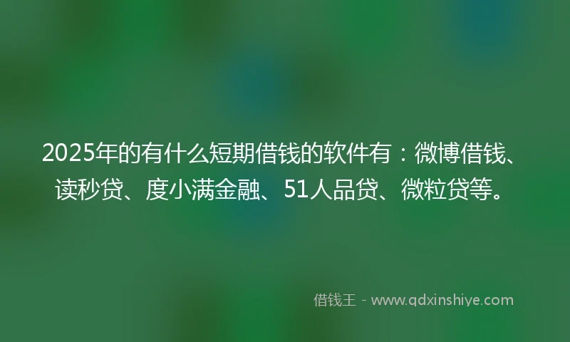 2025年的有什么短期借钱的软件有：微博借钱、读秒贷、度小满金融、51人品贷、微粒贷等。