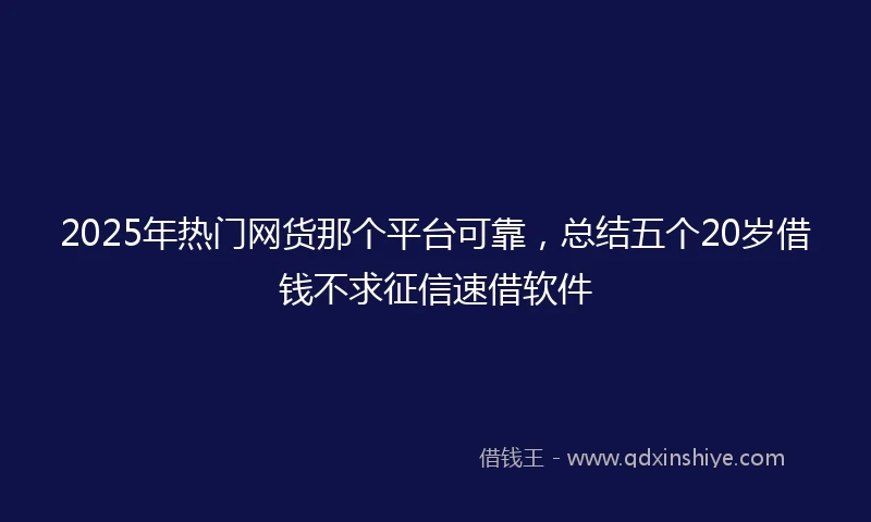 2025年热门网货那个平台可靠，总结五个20岁借钱不求征信速借软件