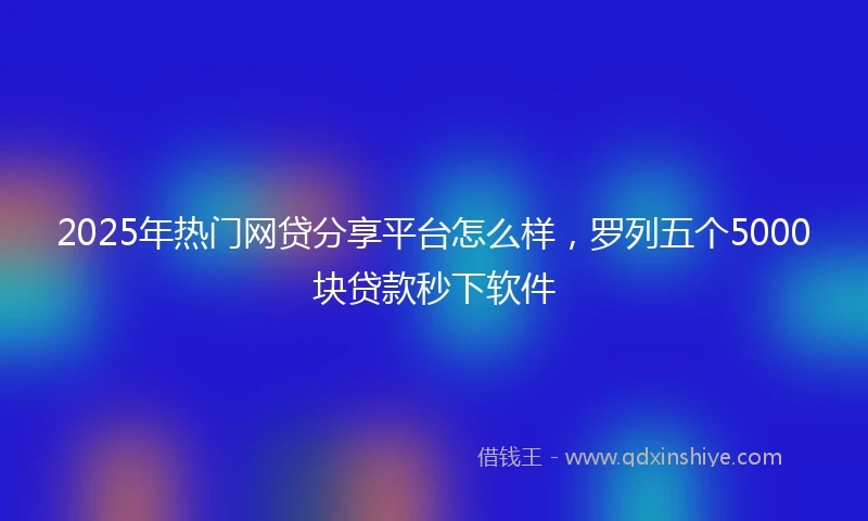 2025年热门网贷分享平台怎么样，罗列五个5000块贷款秒下软件