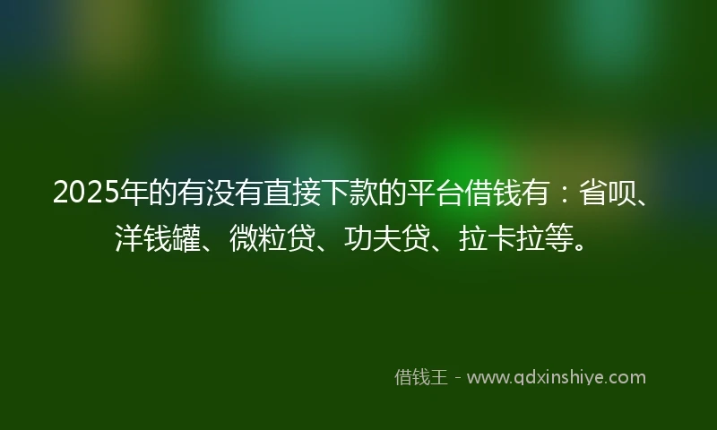 2025年的有没有直接下款的平台借钱有：省呗、洋钱罐、微粒贷、功夫贷、拉卡拉等。