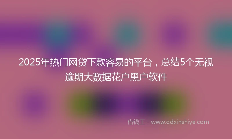 2025年热门网贷下款容易的平台，总结5个无视逾期大数据花户黑户软件
