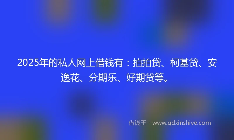 2025年的私人网上借钱有：拍拍贷、柯基贷、安逸花、分期乐、好期贷等。