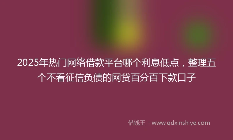 2025年热门网络借款平台哪个利息低点，整理五个不看征信负债的网贷百分百下款口子