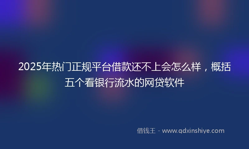 2025年热门正规平台借款还不上会怎么样，概括五个看银行流水的网贷软件