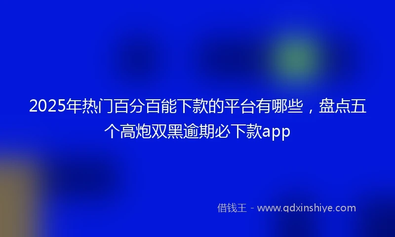 2025年热门百分百能下款的平台有哪些，盘点五个高炮双黑逾期必下款app